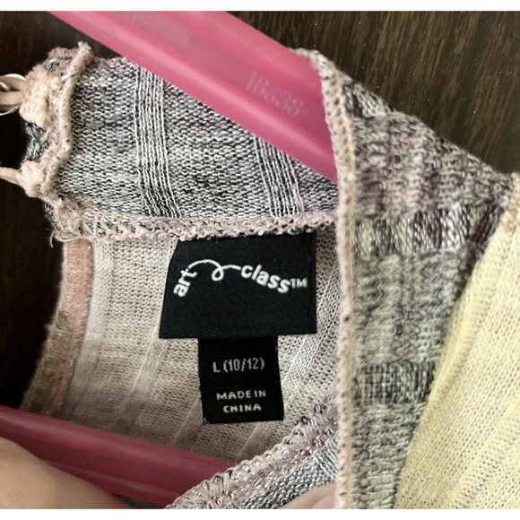 Art Class Pastel Stripes Rib Knit Girls Dress Size L (10/12) - Picture 3 of 7